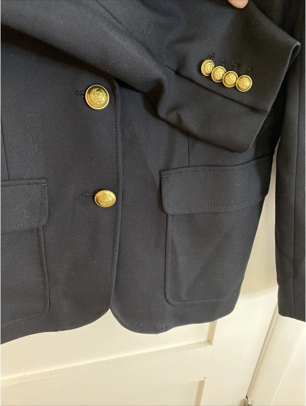 Women’s J Crew Rhodes Blazer 8T Black W Gold Buttons
